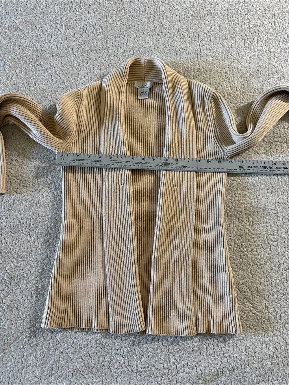 346 Brooks Brothers Ribbed Open-Front Cardigan in Light Beige 100% Cotton XS